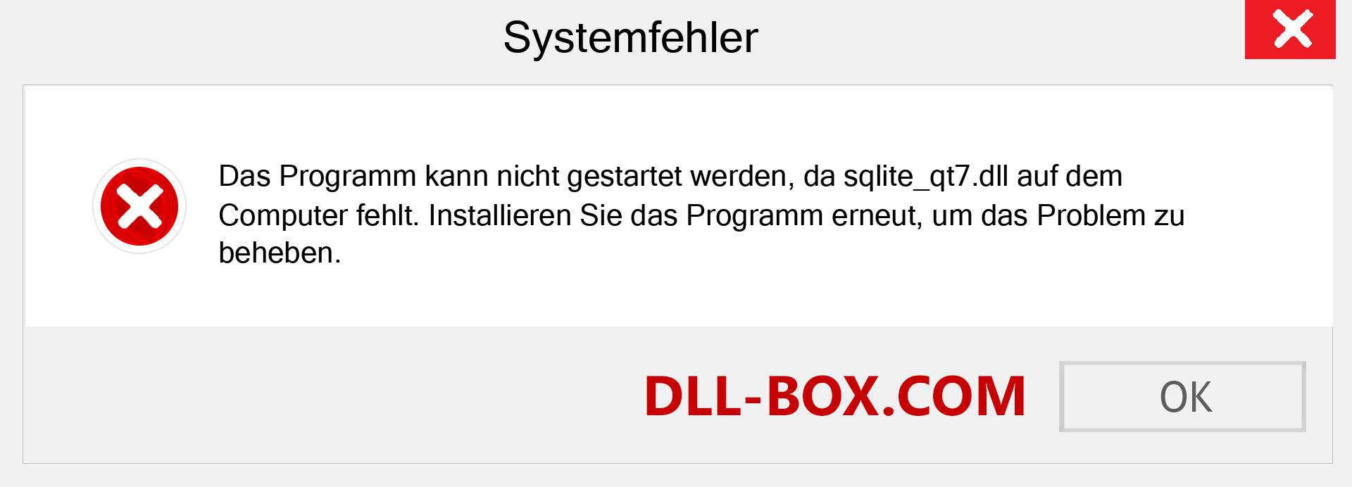 sqlite_qt7.dll-Datei fehlt?. Download für Windows 7, 8, 10 - Fix sqlite_qt7 dll Missing Error unter Windows, Fotos, Bildern