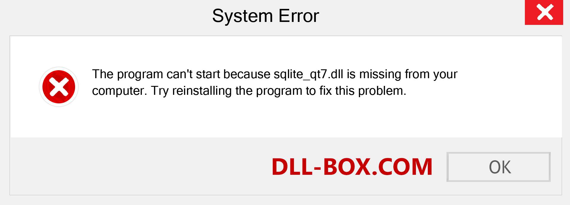  sqlite_qt7.dll file is missing?. Download for Windows 7, 8, 10 - Fix  sqlite_qt7 dll Missing Error on Windows, photos, images