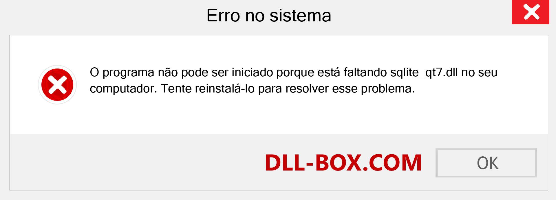 Arquivo sqlite_qt7.dll ausente ?. Download para Windows 7, 8, 10 - Correção de erro ausente sqlite_qt7 dll no Windows, fotos, imagens