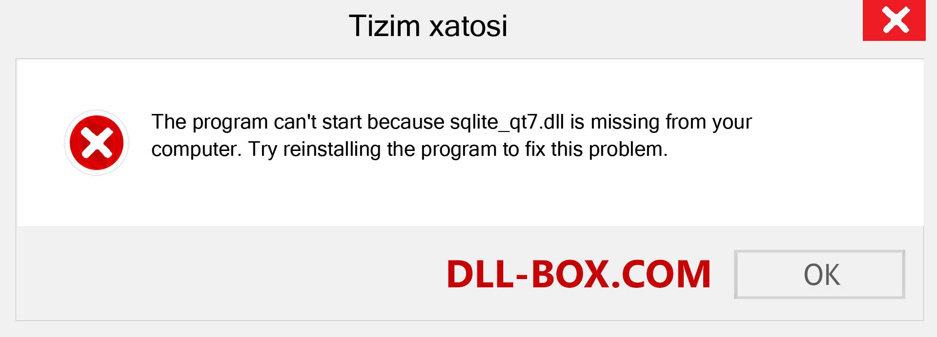 sqlite_qt7.dll fayli yo'qolganmi?. Windows 7, 8, 10 uchun yuklab olish - Windowsda sqlite_qt7 dll etishmayotgan xatoni tuzating, rasmlar, rasmlar